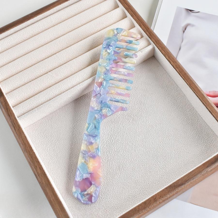 Acetic Acid Wide Teeth Comb Long Handle Women Girls Smooth Hair Comb Portable Traveling Styling Comb Comfortable Holiday Gifts
