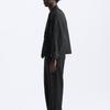 Zara Short Collar Casual Long Sleeve Trench Coat Men Coats Black 0706510-800