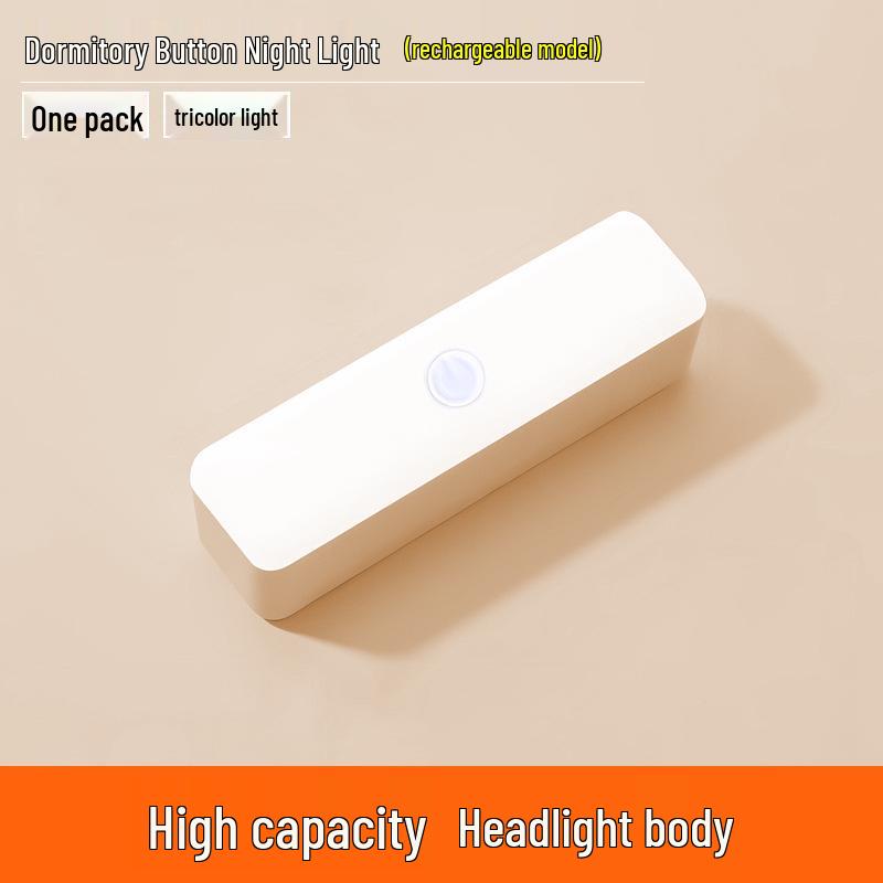 Student Dorm Night Light: Dimmable, Rechargeable, Press-Button Lamp for Bedroom, Car, Camping