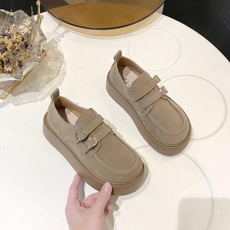 

Platform women s spring new retro versatile one-pedal casual Boken Doudou single shoes 35 хаки