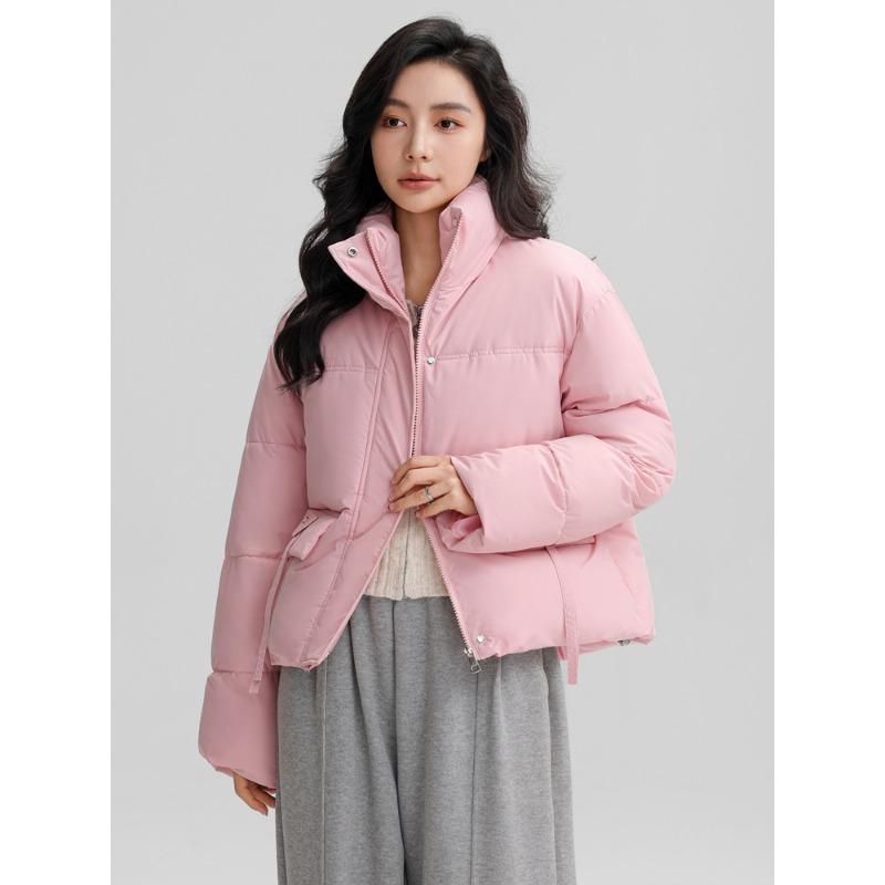 Women's Windproof Stand-up Collar Lightweight Fluffy Warm Cold Loose Short Casual Sports High Quality Fabric Coat Cotton Jacket