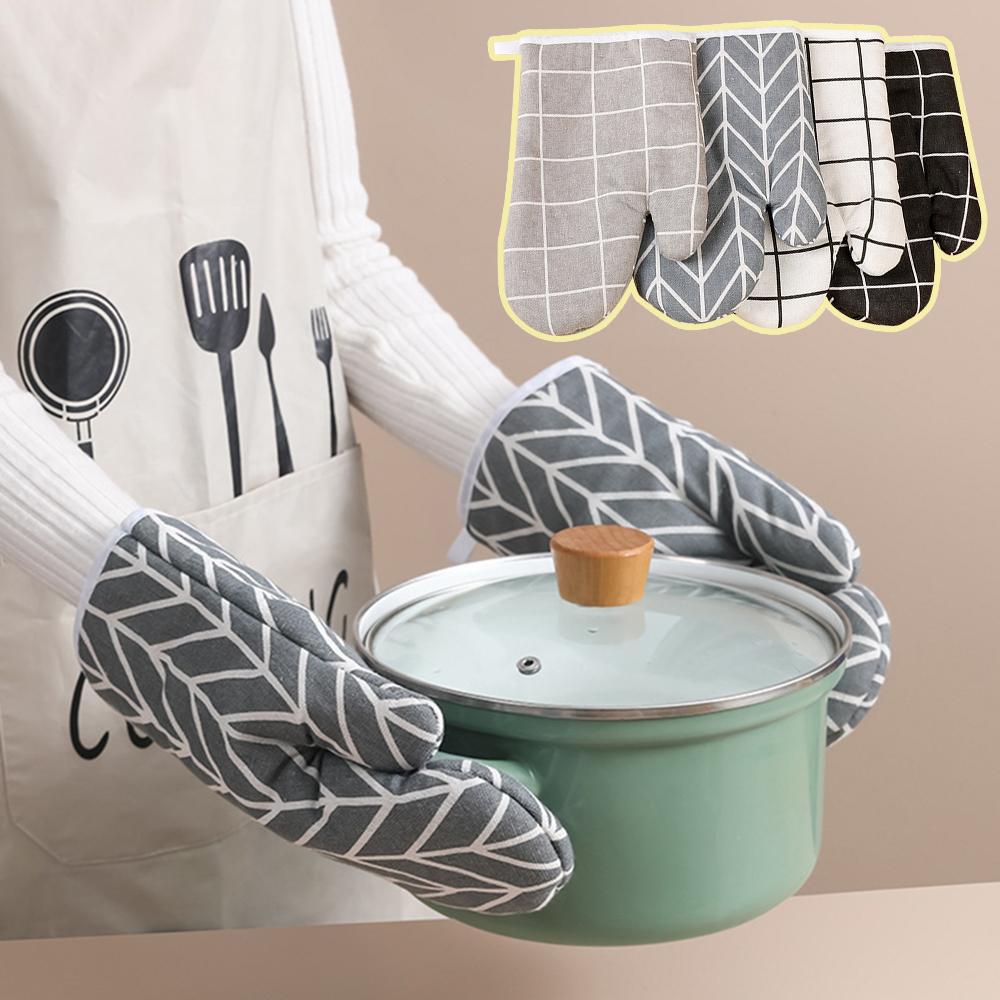 1PC gray single cotton and linen baking microwave oven heat-resistant gloves, heat-resistant kitchen insulation