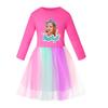 5530 Vestido de Malla con Estampado de Nastya Arco Iris Cuello Redondo para Niñas