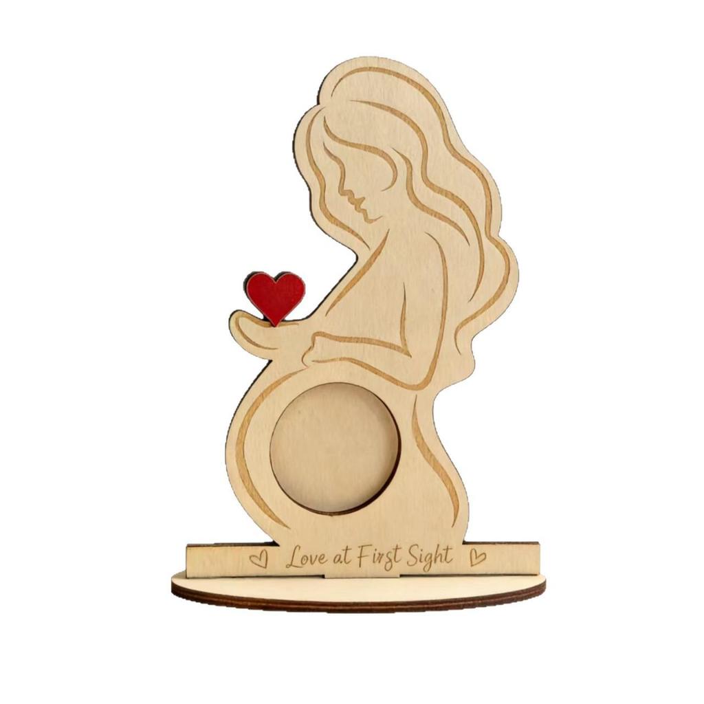 Baby Birth Commemorative Wooden Ornament with Pregnant Woman Ultrasound Design