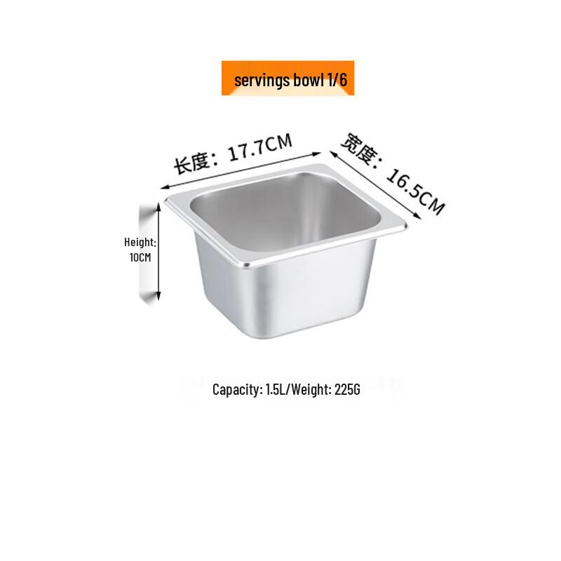 Stainless Steel 6-Compartment Food Display Tray with Lid