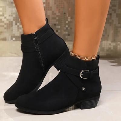Fashion 2024 New Roman Women's Retro Short Boots Women's Autumn and Winter New Medium Heel Thick Heel Round Toe Women's Boots Zapatos