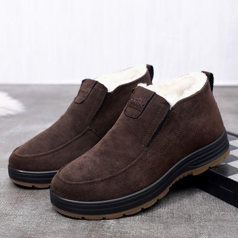 

Зимние теплые ботинки для снега для мужчин, водонепроницаемые, нескользящие, короткие ботинки с подкладкой из искусственного меха, удобные мужские рабочие кроссовки, прогулочные мокасины 44