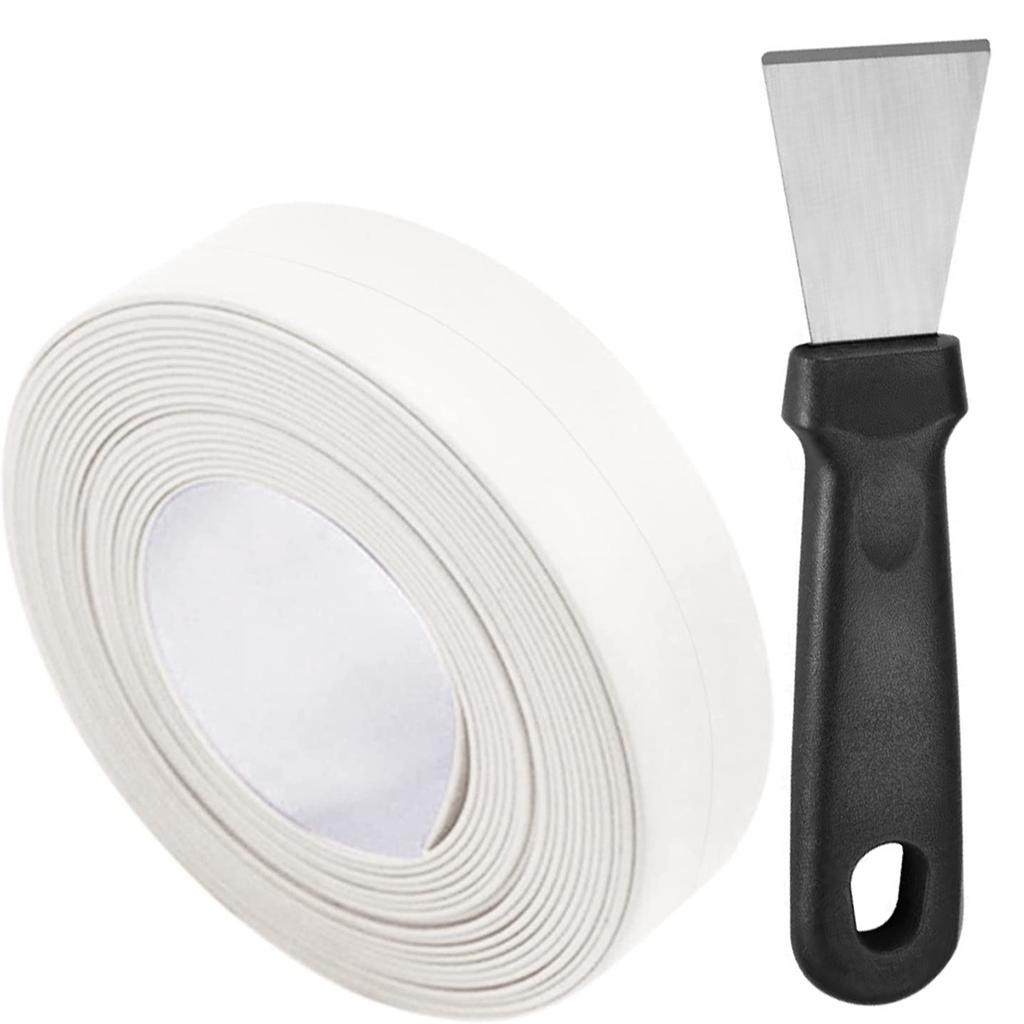 Caulk Tape Waterproof Self Adhesive,Razor Blade Scraper,Bathtub Caulk Strip Sealant Tape for Kitchen Countertop,Sink,Toilet