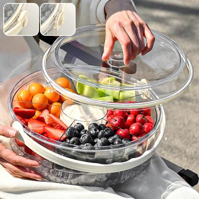 Serviertablett mit 5 Fächern Deckel doppelwandig Eiswürfelbehälter Obst Gemüse Garnelen Cocktails Party Vorspeisenplatte Snack-Server