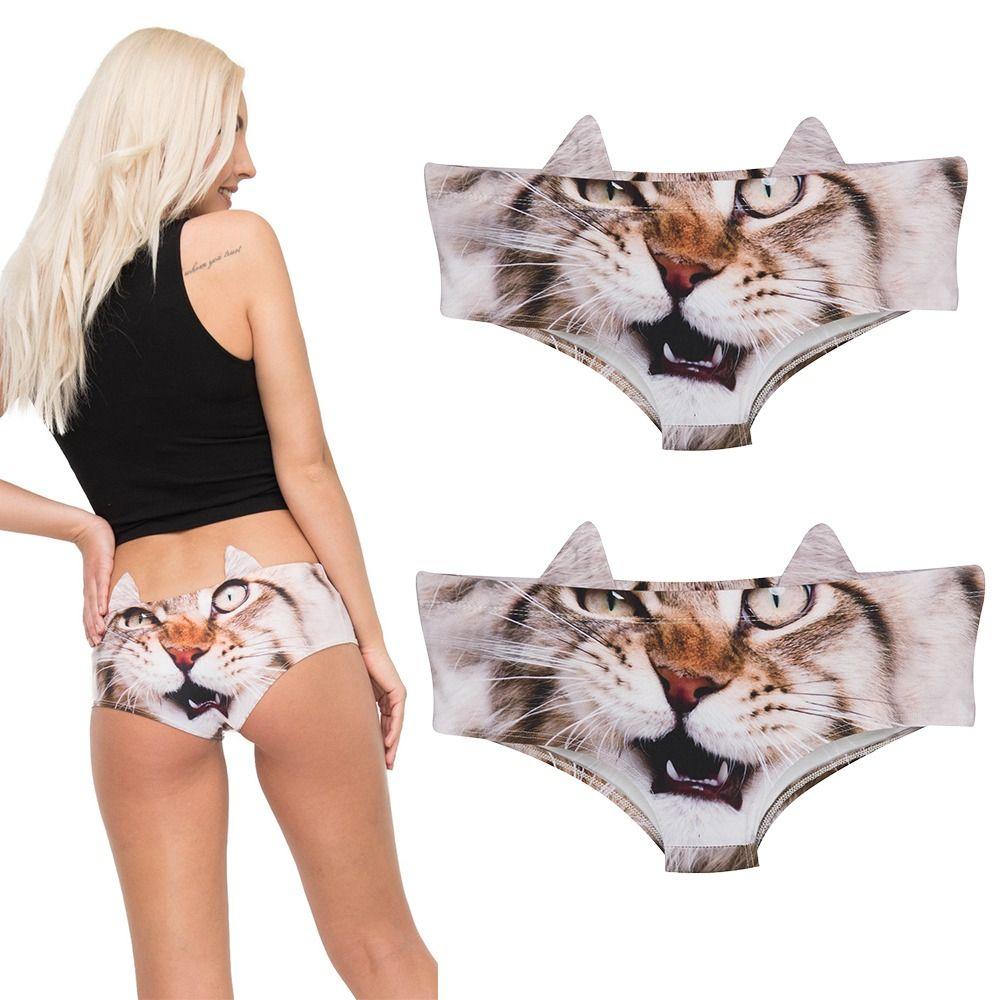Intimo Donna con Orecchie 3D Stampa Animali Mutandine da Donna Intimo Vita e Fianchi