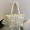 Solid Color Quilted Shoulder Bag Checkered Quilted Handbag Trendy Fashion Tote Bag  Female Use