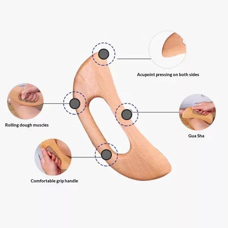 Ergonomic Wooden Massage Tool Natural Solid Wood Skin Friendly for Home Relaxation Post Work Neck Back Relief