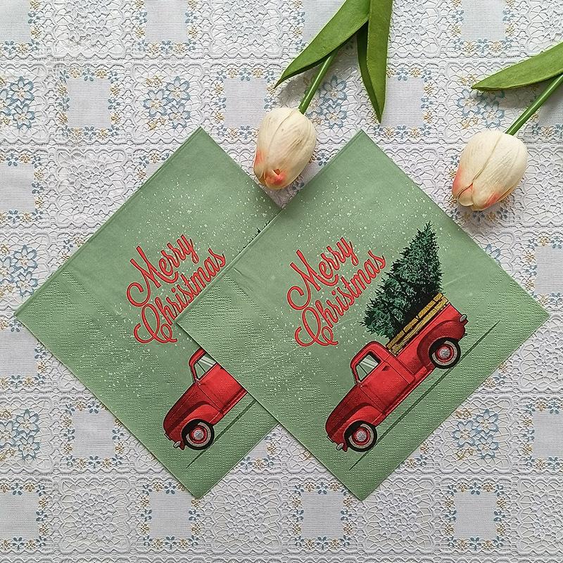 20pcs/Pac 33*33cm 2-Ply Disposable Party Napkin Christmas Pattern