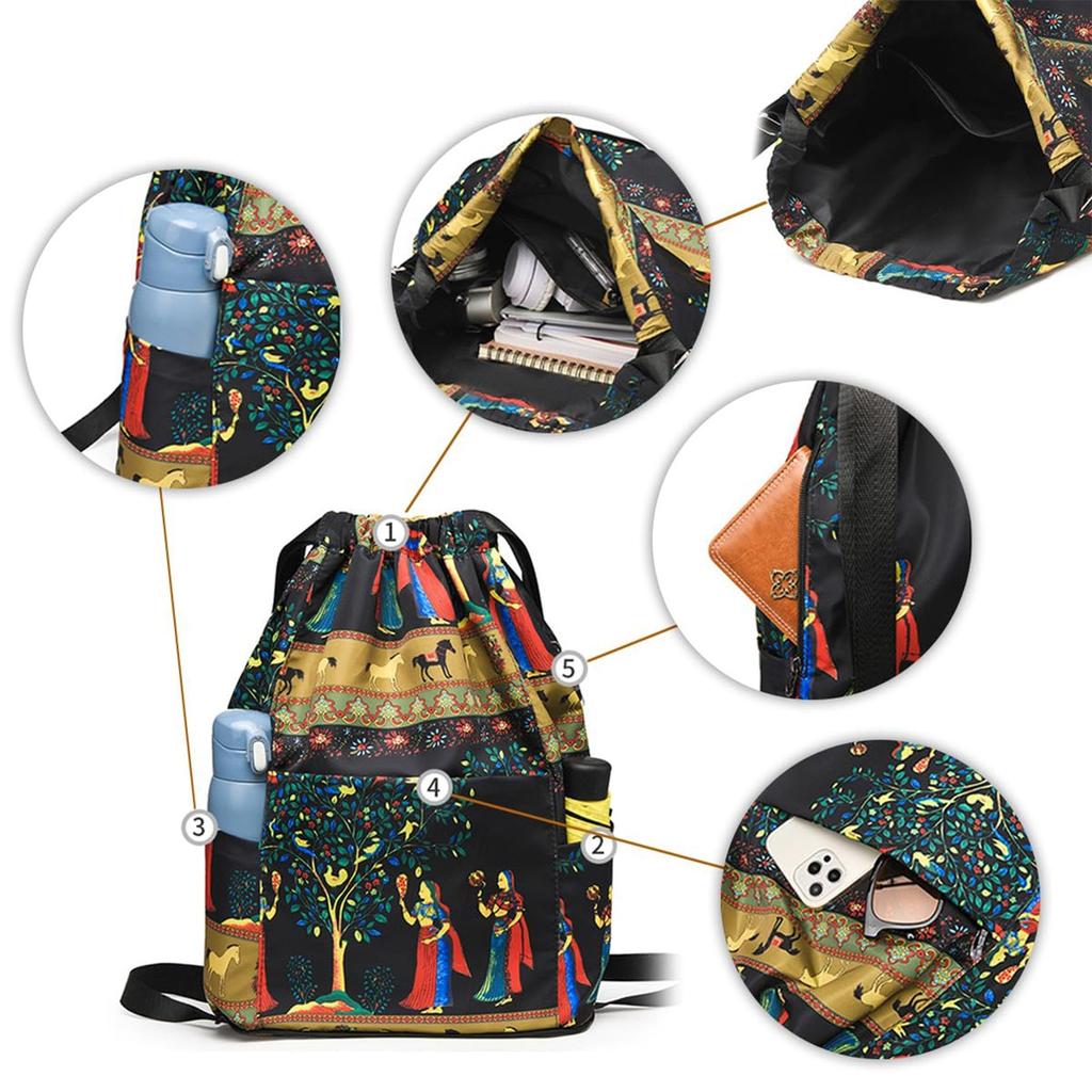 Drawstring Foldable Large Capacity Dry-wet Separation Travel Sport Backpack, Lightweight Gym Bag Women