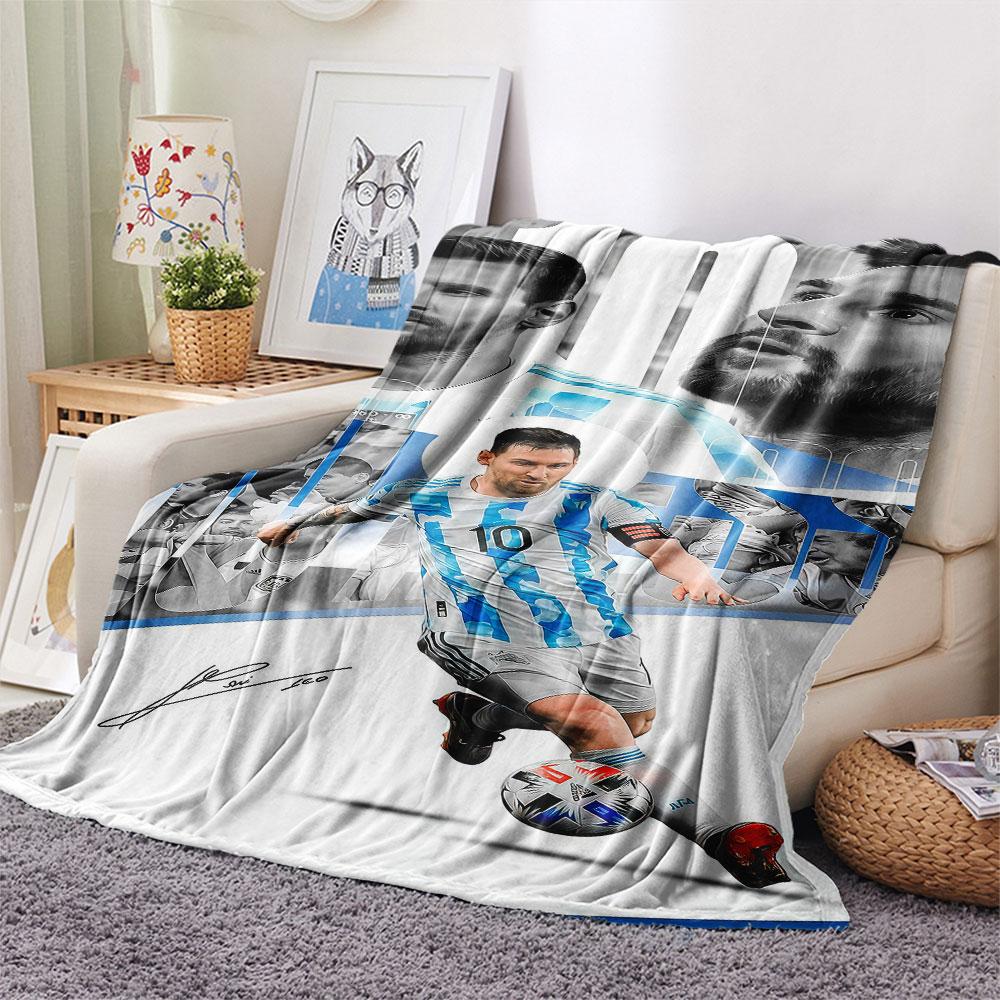 1PC Messi Patterned Flannel Blanket Suitable For All Seasons for Home Decor Warmth and Comfort Gifts Holiday Present