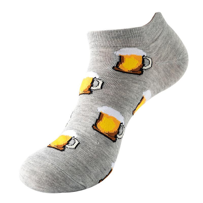 40 Style Fashion Colorful Short Socks Men Cotton Novelty Oil Painting Animals Food Avocado Casual Funny Ankle Sox