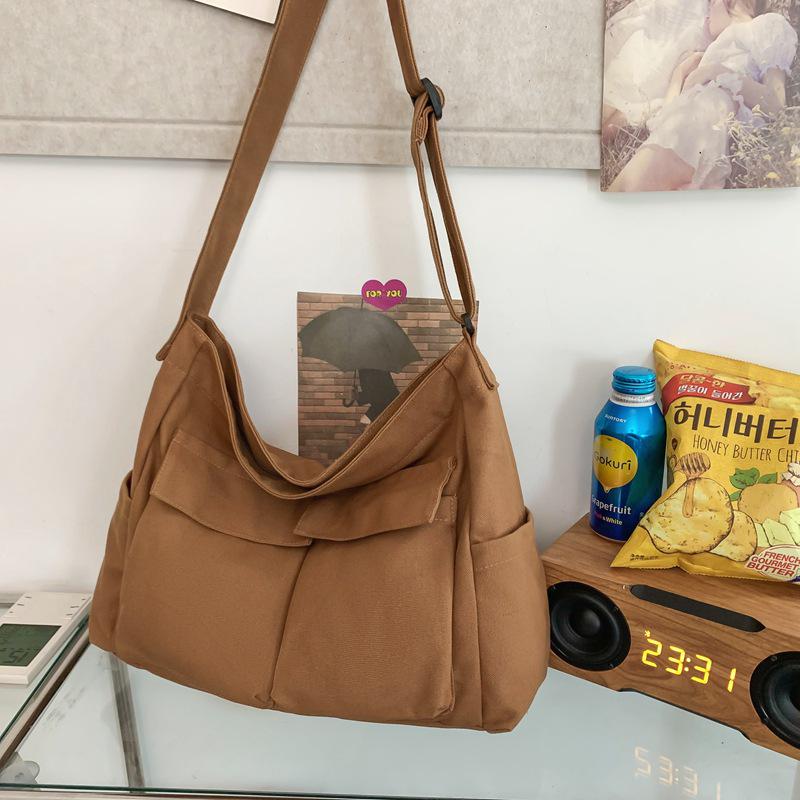 Women's Japanese Korean Style Canvas Messenger Bag - Versatile, Simple, Literary Shoulder/Crossbody Bag