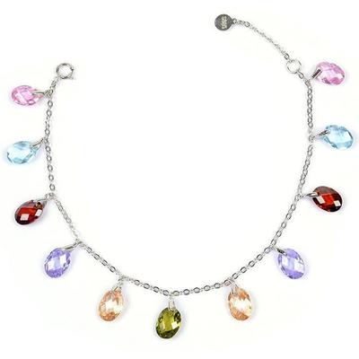 [P2331] - Multicolored 'Linda' Silver Bracelet (rhodium-plated) - 6x7 Mm