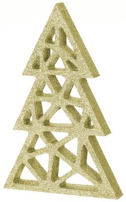 Wooden Glitter Decoration Gold Christmas Tree 30cm