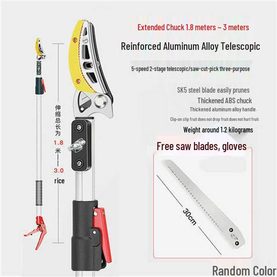 Yüksek Dallar İçin Teleskopik Budama Makası ve Meyve Toplayıcı - Trabzon Hurması, Liçi, Longan ve Malta Eriği İçin İdeal