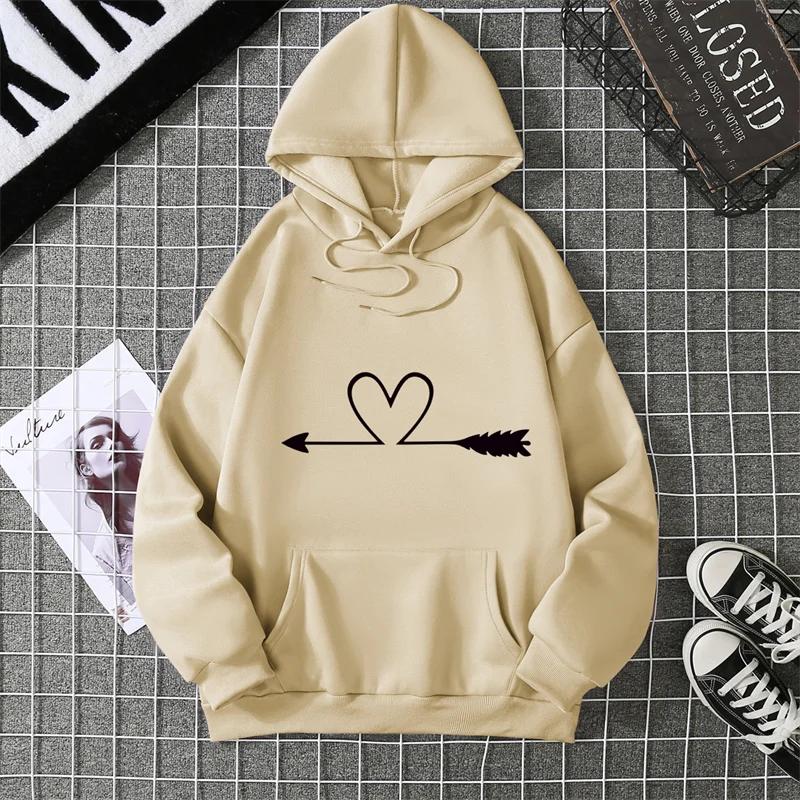 2025 Winter New Women's Hoodie High Street Women's Double Pocket Sweater Jacket Heart Print Women's Clothing Graphic Retro Y2K