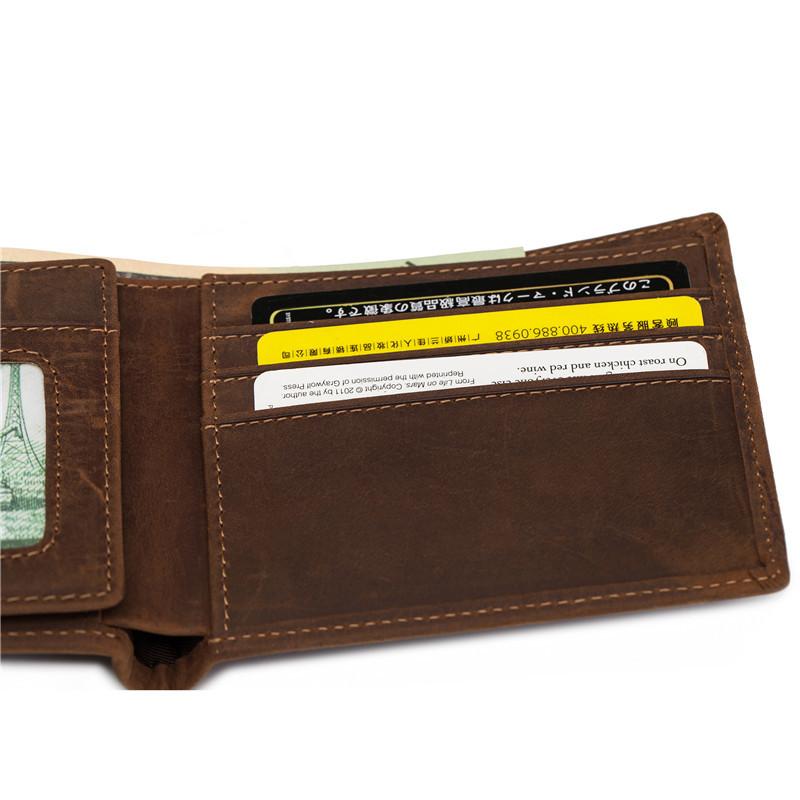 Hot Selling Men's Genuine Leather Wallet with Top Layer Cowhide and Crazy Horse Leather Wallet