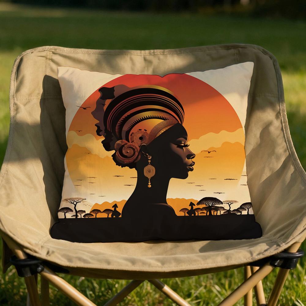 African American Woman Cushion Cover Soft Reversible  Durable Pillow Cover  MultiScene Use for Home  Car Daily Comfort