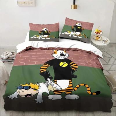 Κινούμενο σχέδιο Calvin Hobbes 3D Εκτύπωση Σετ Κλινοσκεπασμάτων Μονό Δίδυμο Πλήρες Queen King Μέγεθος Σετ Κρεβατοκάμαρας Ενήλικες Αγόρια Κλινοσκεπάσματα Δώρο