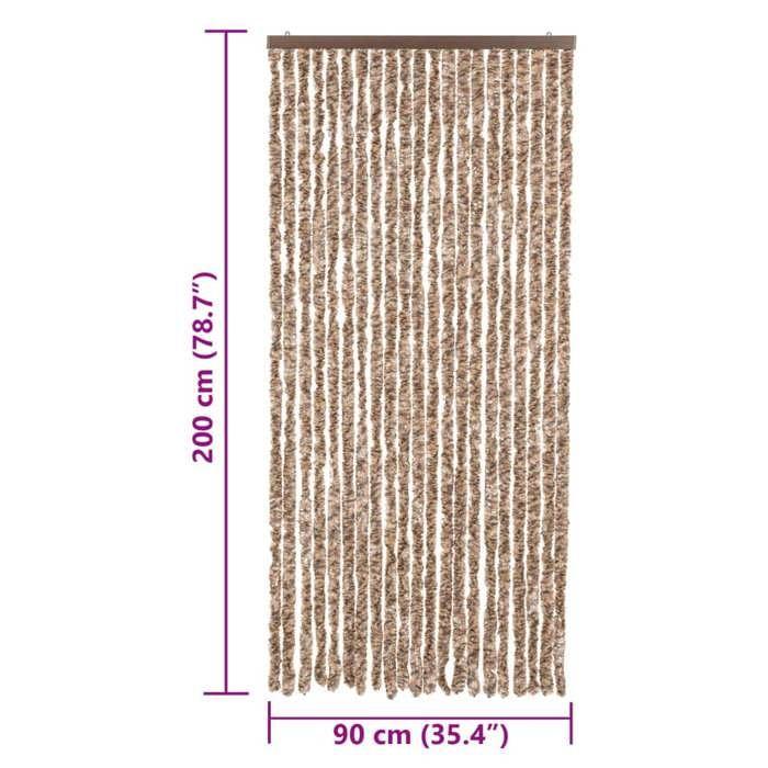 VidaXL Rideau Anti-mouches, Store Anti-insectes avec Crochet, Rideau de Porte Longueur et Largeur Réglables, Beige et Marron 377320
