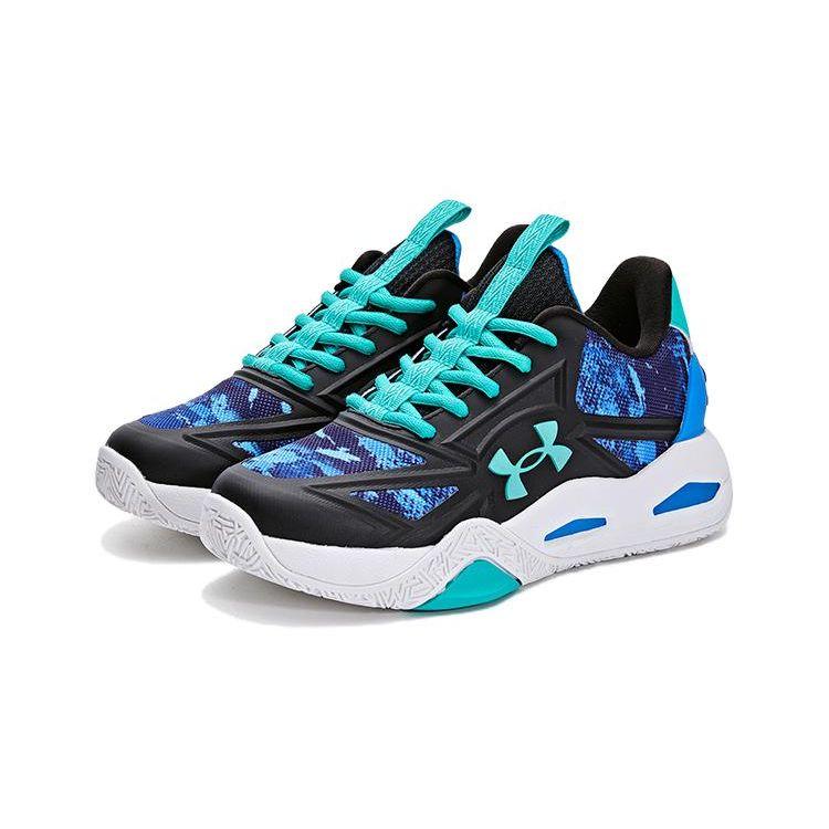 Under Armour Comfortable Durable Breathable Mid-Top Kids Basketball Shoes Kids Sneakers Black Blue 2411206