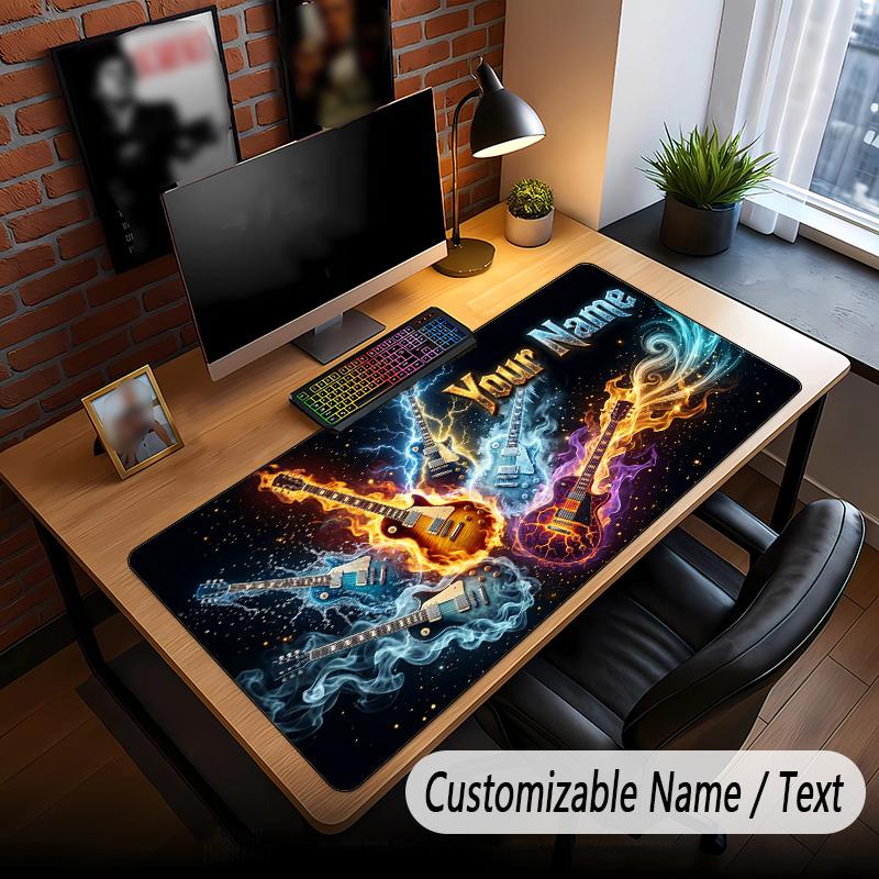 Music Guitar Theme Custom Mouse Pad Personalized With Name Text Customized Desk Mat For Office Home Decor