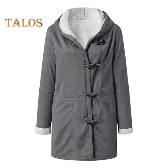 

Женское зимнее пальто с капюшоном и карманами, утолщенная флисовая подкладка из искусственной замши, термокуртка средней длины с длинным рукавом, повседневная верхняя одежда для активного отдыха S серый