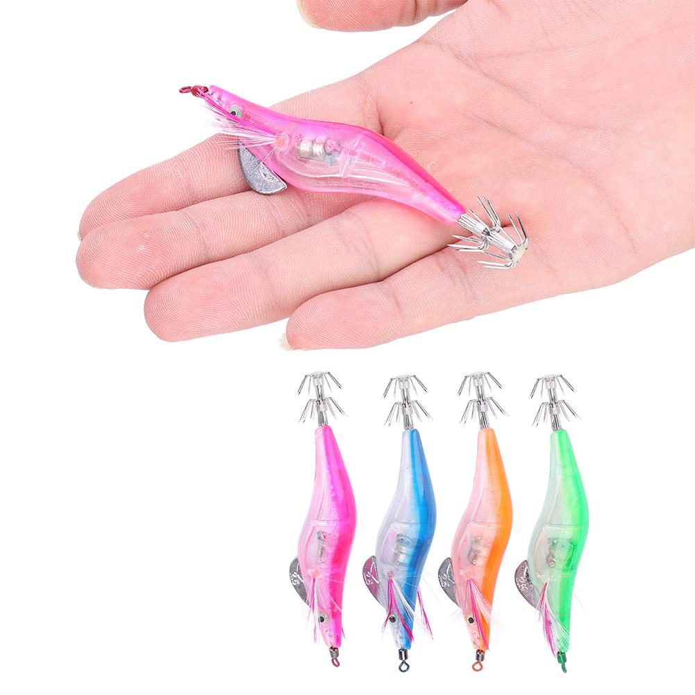 10cm 4 Colors Electric Luminous Bionic Shrimp Shape Saltwater Squid Fishing Lures