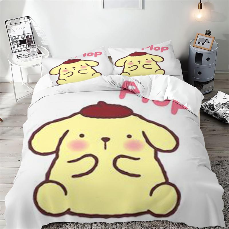 Sanrio Pom Pom Purin Bedding Sets Cartoon Dog Comforter Cover Bed Cover Duvet Cover Pillow Case 2-3 Pieces Sets Bedroom Decor