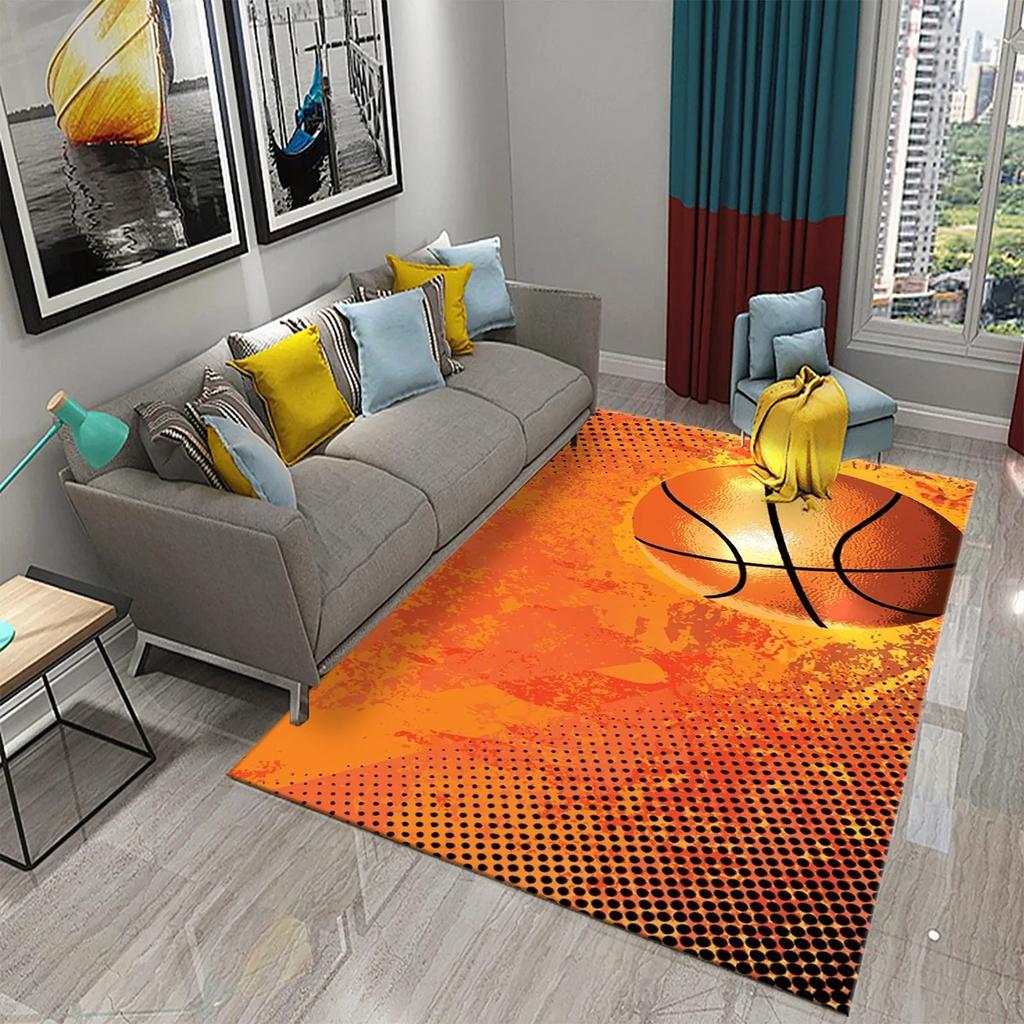Basketball Pattern Carpet Teen Boys Playroom And Living Room Sofa Non-Slip Floor Decor