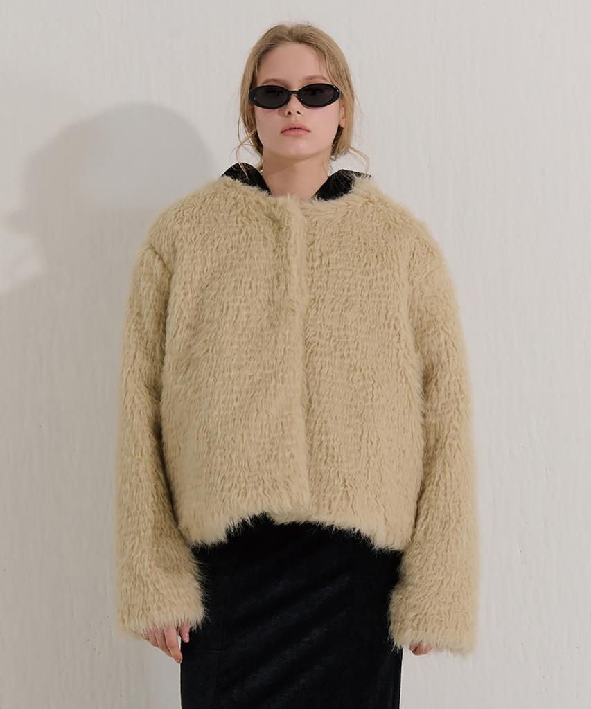Camino Oversized Fur Jacket Beige