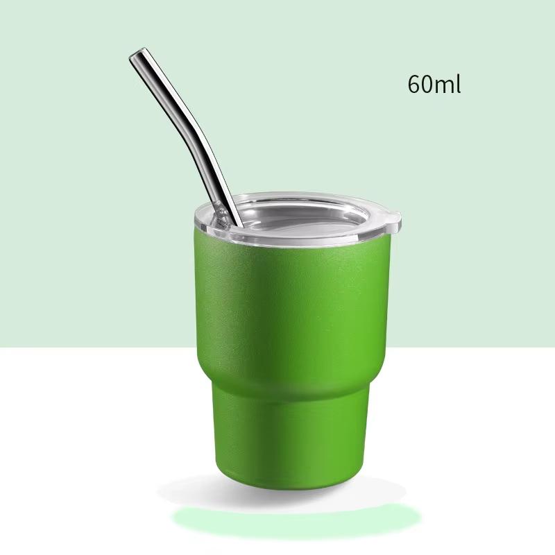 1 Piece 2oz Mini Tumbler Shot Glass with Straw and Lid Stainless Steel Cute Cups Double Wall Vacuum Insulated Shot Glasses Cups