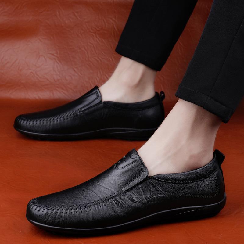 Chaussures en cuir business casual chaussures de conduite en cuir à surface douce cuir respirant printemps chaussures à semelle souple bonnet