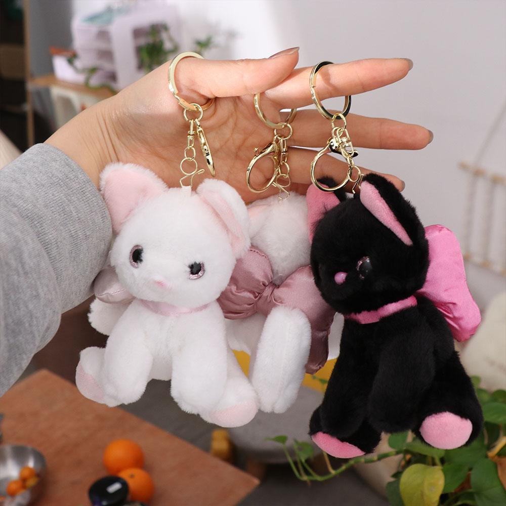Plushies Doll Kitty Keyring Doll Soft Stuffed Doll Keychain Bow Cat Plush Keychain Kid Girl Boy