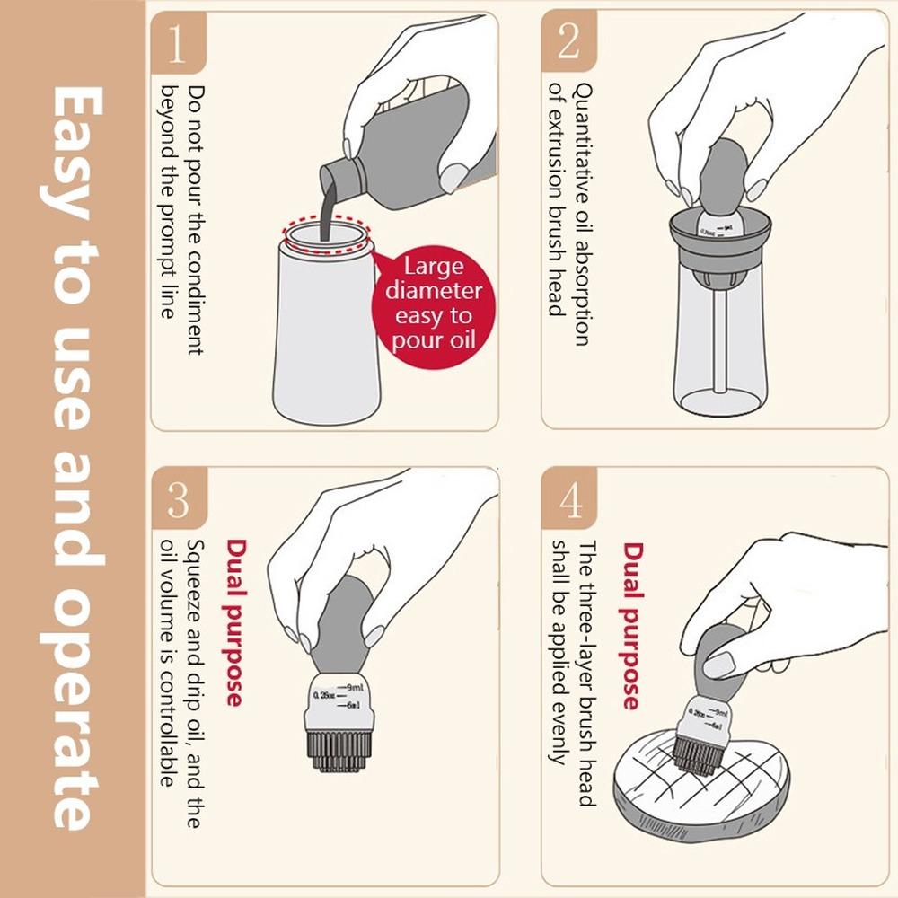 Perii de gătit de bucătărie Dispenser de perii de ulei pentru grătar Perii de ulei pentru friptură de patiserie Instrument de grătar pentru coacere