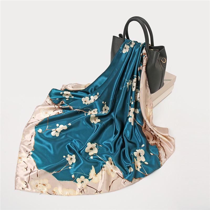 Women's Versatile Silk-Like Satin Scarf, Large Square Shawl for Spring & Autumn