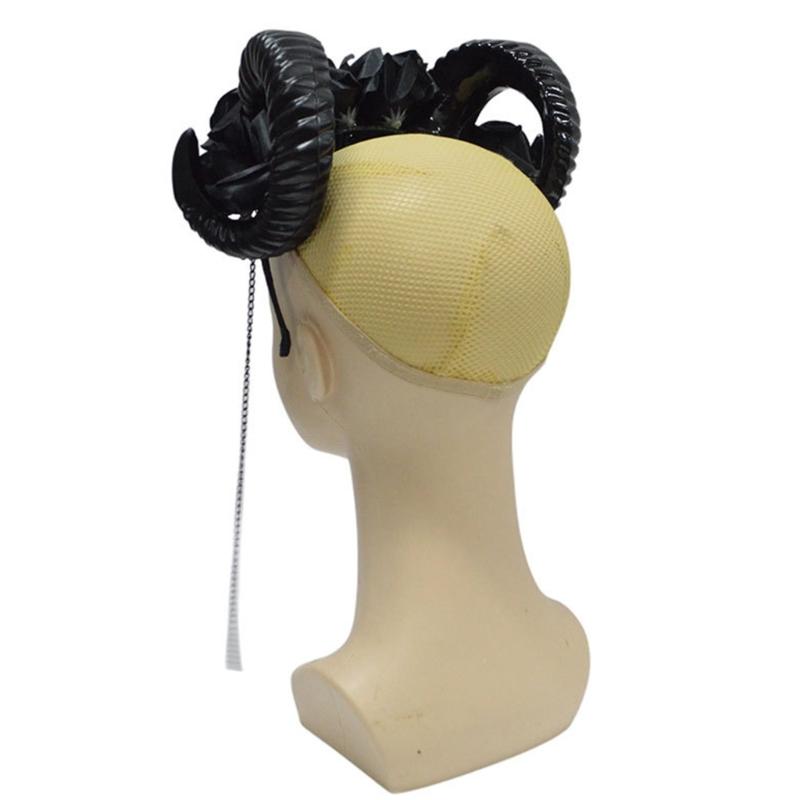 Halloween Antelope Horn Dark Rose Headband for Cosplay and Costume Party Decoration