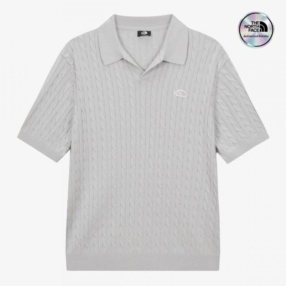 The North Face Men S Cable Short Sleeve Polo Sweater Silver Gray nt7aS00a SILVER GRAY/095