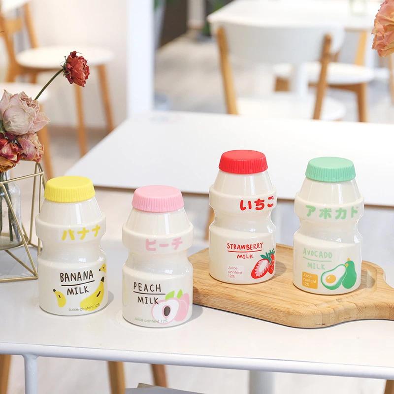 480ml Cute Yogurt Water Bottle Portable Plastic Travel Drinking Bottle Creative Milk Water Cup Carton Shaker Bottle For Kid Girl