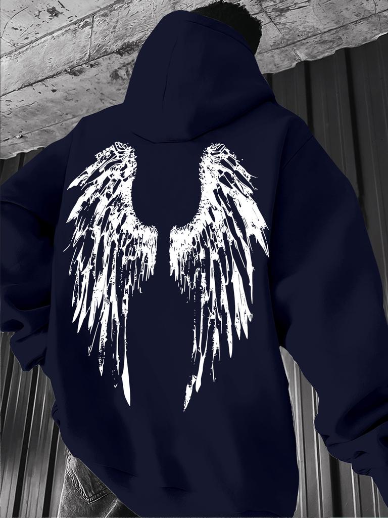 Felpa Sportiva con Cappuccio da Uomo Grunge Ala Spezzata Stampata Vestibilità Oversize Casual per Esterno Felpa Atletica