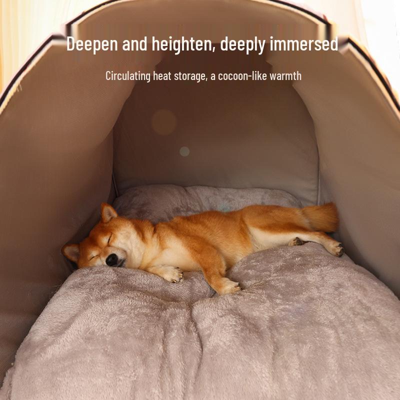 Washable Winter Warm Pet Nest: Half-Enclosed Cat & Large Dog House