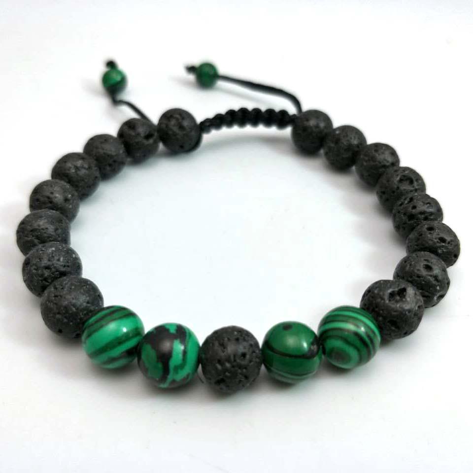 Energy Volcanic Stone Yoga Bracelet - 8mm Natural Woven Beads