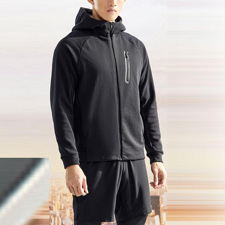 Anta Training Series Solid Color Casual Hooded Long Sleeve Jacket Men Jacket Black 152147711-5