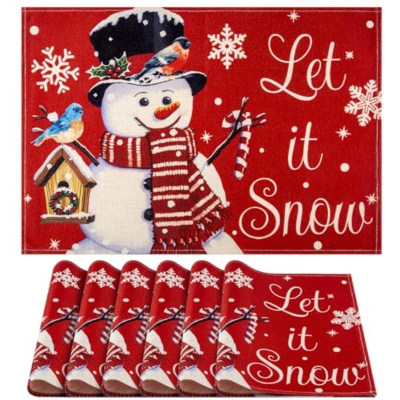 

Chritma Placemat et of 6 Nonlip Merry Chritma nowman nowflake Xma Placemat et of 6 for Dining Table Linen Chritma Place Mat for 30x45cm-4PC