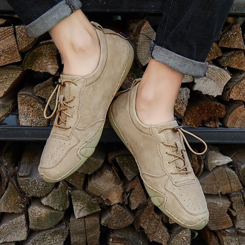 New 2024 Fashion Handmade Leather Casual Men Shoes Design Fall Sneakers Man Loafers Breathable Soft Flat Shoes Driving Shoes